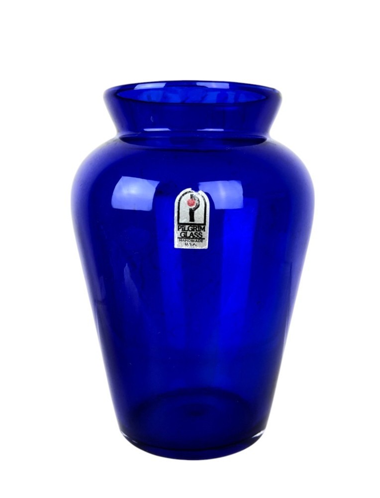 Pilgrim Glass Cobalt Blue Vase 6.25