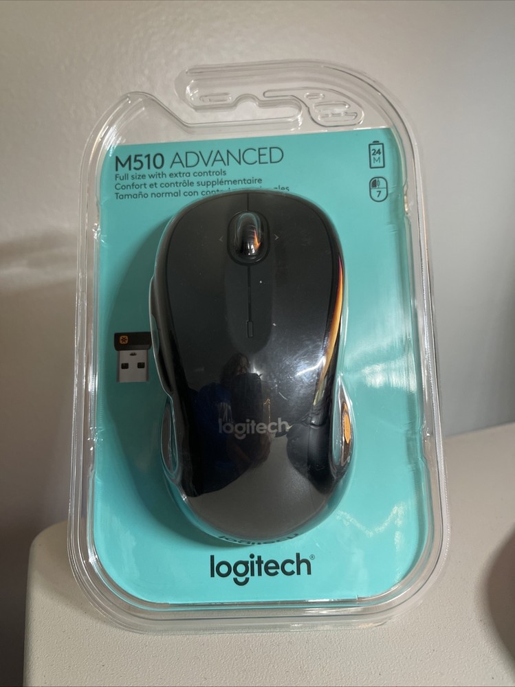 Logitech M510 Advanced Wireless Full-Sized Mouse Unopened 910001822