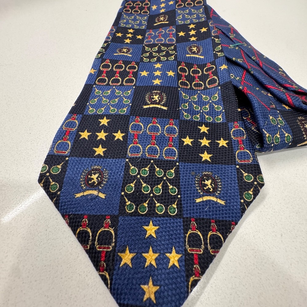 Vintage Tommy Hilfiger Tie Adult Geometric Necktie USA Made Silk Casual Y2K