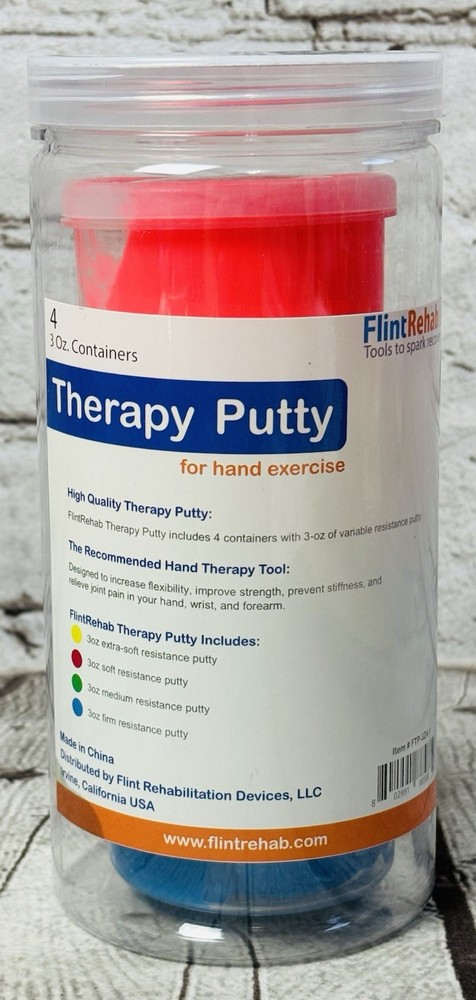 FlintRehab Premium Quality Therapy Putty 4-Pk Variable Resistance Hand Exercise