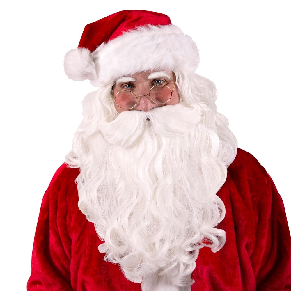 Kangaroo Santa White Beard and Wig Set for Adults – Soft Synthetic