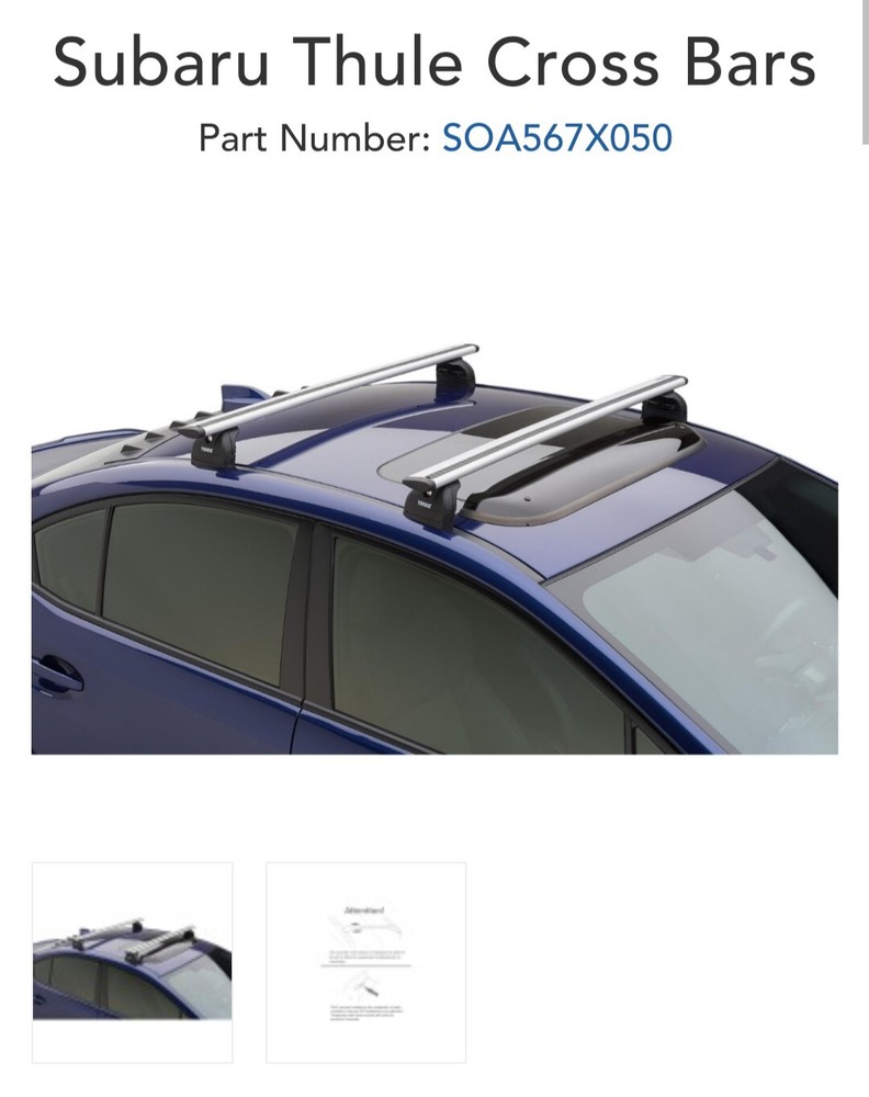 2018-2021 Subaru Wrx  STi Fixed Roof Rack CrossBar Thule KIT SOA567X050 Genuine