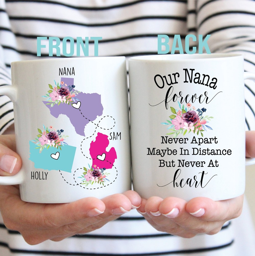 Custom Nana Gift My Nana Forever Never Apart Nana State To State Mug Long