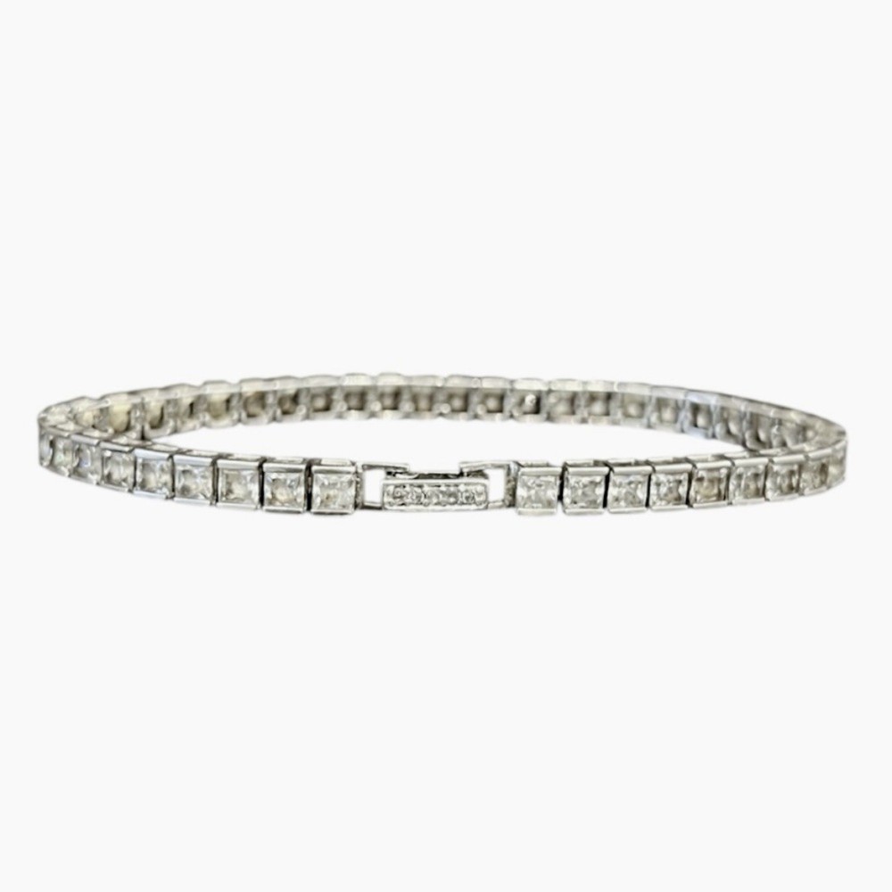 Vintage Sterling Silver Cubic Zirconia Tennis Bracelet