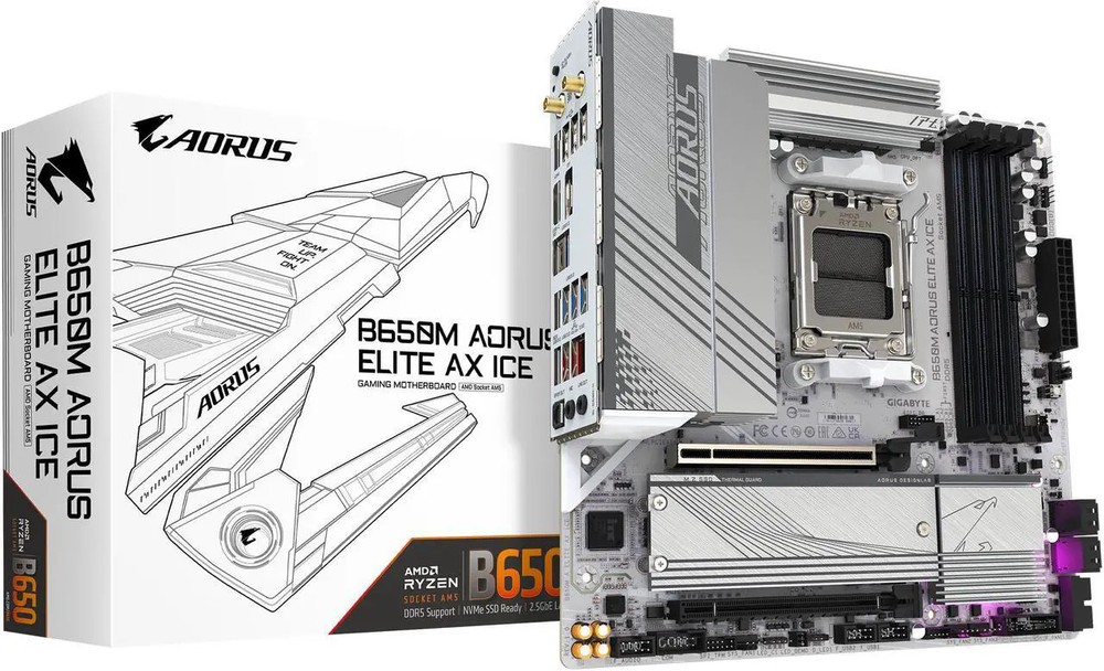 (Factory Refurbished) GIGABYTE B650M AORUS ELITE AX ICE AM5 AMD MOTHERBOARD