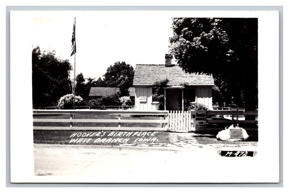 West Branch, IA Iowa, Herbert Hoover Birthplace Street, RPPC Real Photo Postcard