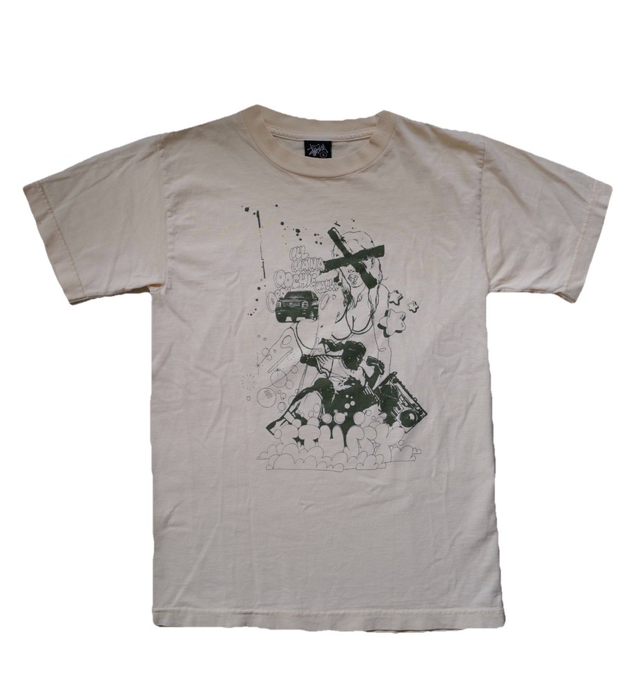 90s Vintage Stussy Skate Tee Y2K Grunge Small USA Bird House Graphic