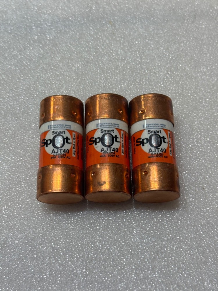 Lot of 3 FERRAZ SHAWMUT Smart Spot AJT40 40A Class J AMP-TRAP 2000, 600VAC New