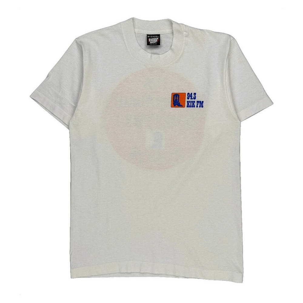 Single Stitch Screen Stars Graphic T-Shirt - Medium White Cotton Blend