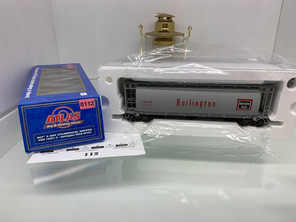112 Atlas ACF 3 Bay Cylindrcal Hopper CB&Q Plastic O Gauge  1:48 3 Rail