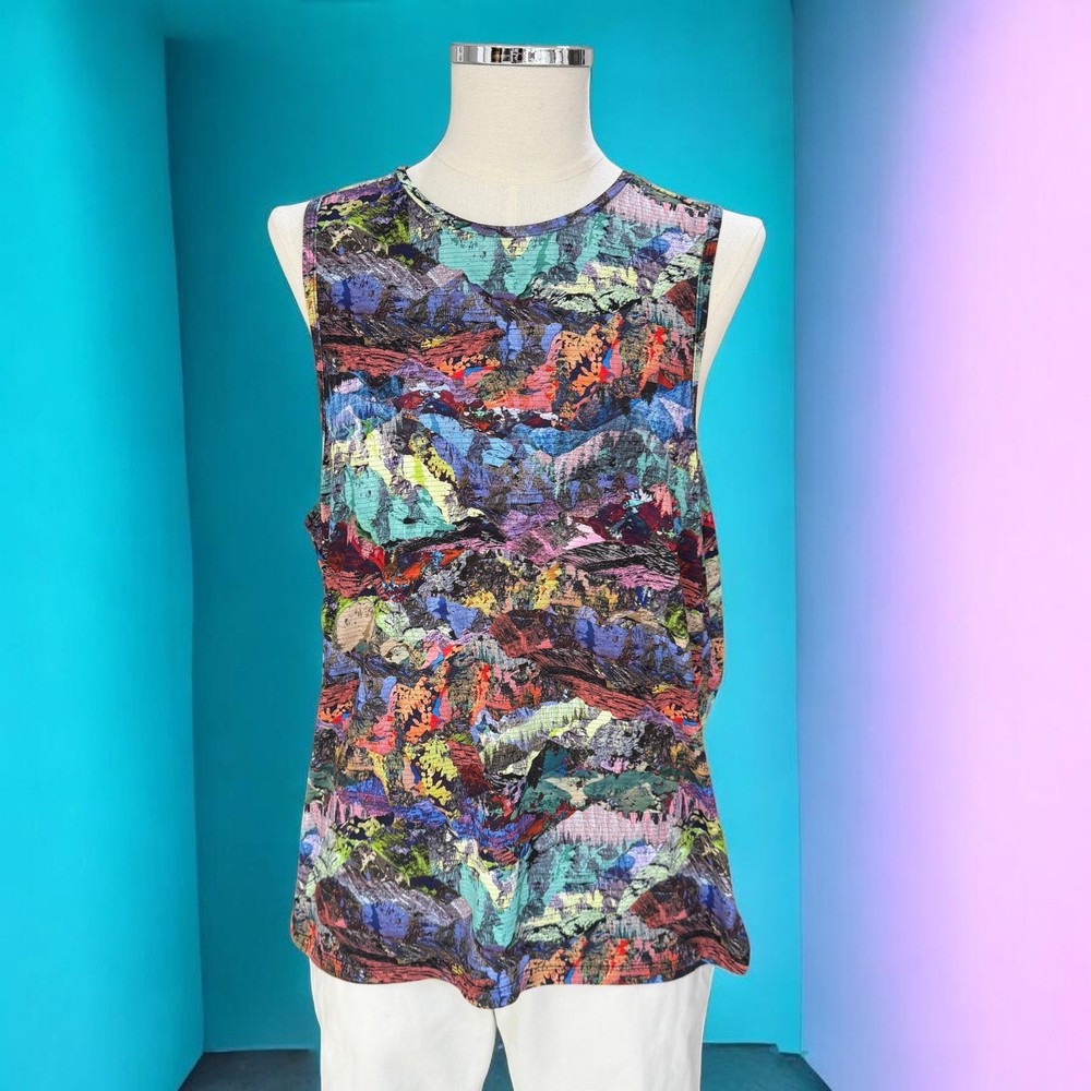 Lululemon Mens Abstract Graphic Athletic Tank Gym Workout Training Activewear-image