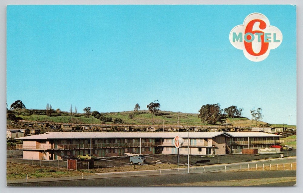 Vintage Motel 6 Vallejo California Chrome Postcard 1960s Roadside Americana