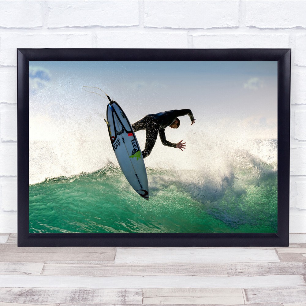 Sea Sport Action Surfer Board Water Sports Man Wall Art Print