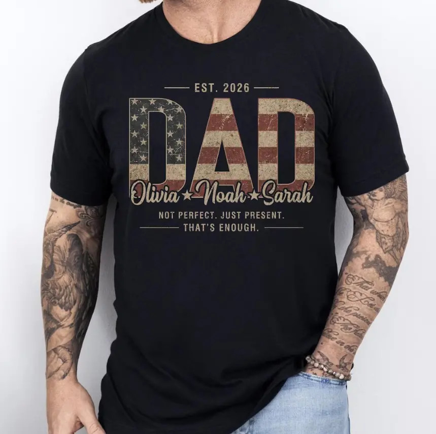 Personalized Dad T-Shirt, Custom Names Shirt, Father's Day Shirt, Dad Birthday