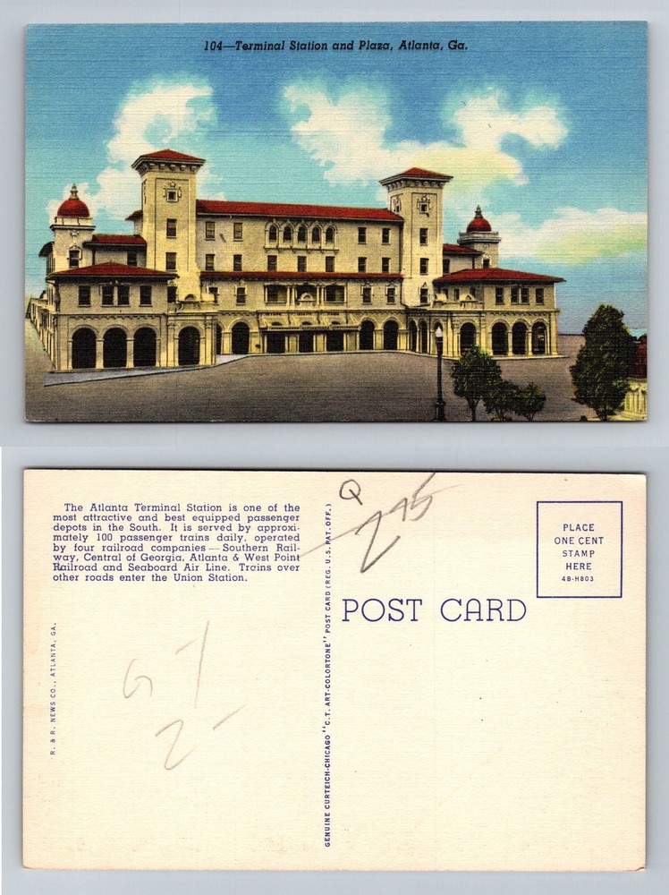 Atlanta, GA-Georgia, Terminal Station and Plaza Historic Depot Vintage Postcard
