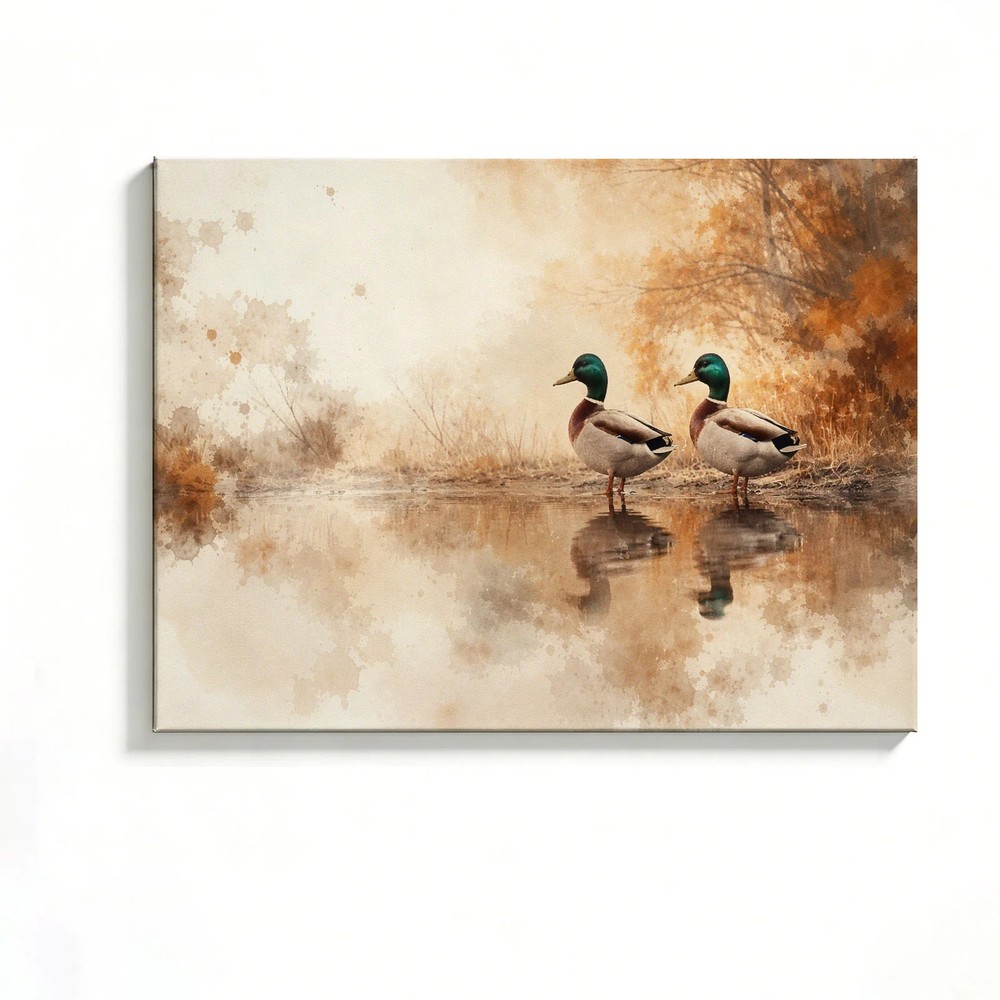 Duck Canvas Painting 2D Flat Frameless Wall Art for Home Office Decor