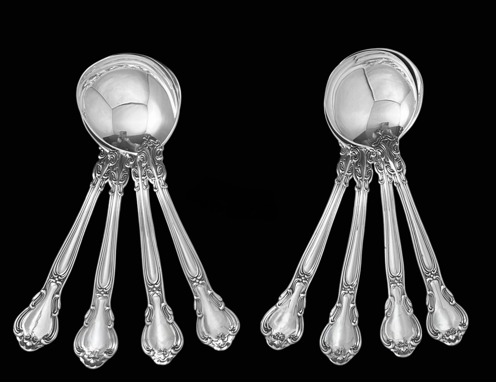 CHANTILLY Gumbo Round Soup Spoons Set of 8 Sterling Silver GORHAM SILVER 6 5/8