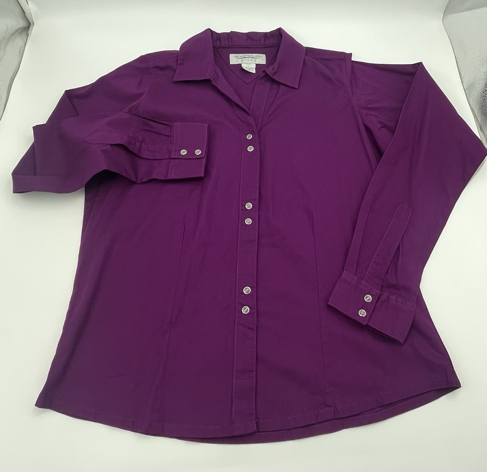 Wrangler Blues Women’s Long Sleeve Purple Pearl Snap Button Up Size Large