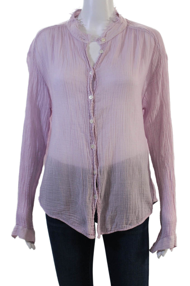Raquel Allegra Womens Bohemian Pink Cotton Button Up Blouse Long Sleeve Size 2Free Shipping in US $100+ Orders | $6.95 Orders Below