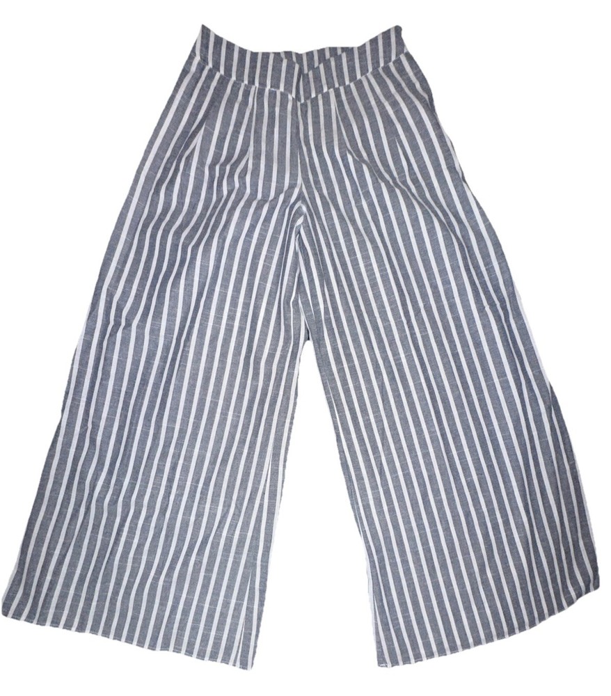 Free People Wide Leg Striped Cotton Pants - Size 2