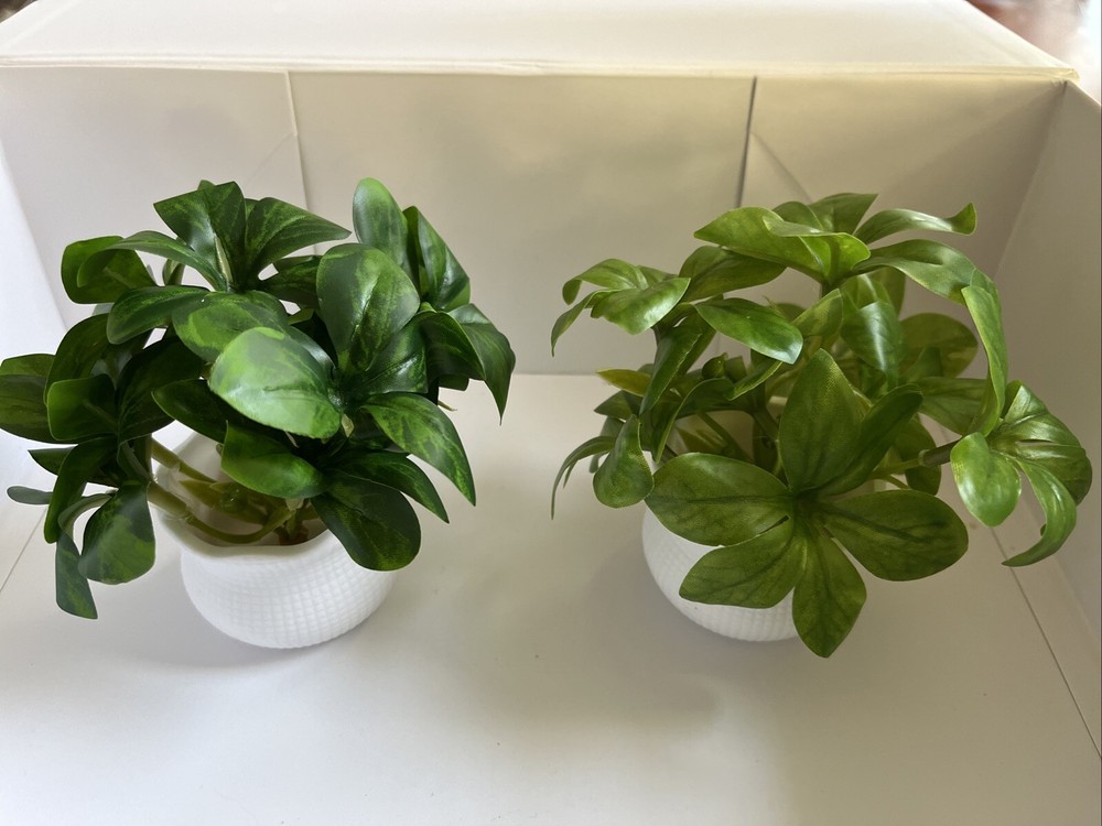2Packs Artificial Potted Plant Scene Mini Fake Faux Plants for Home Office Decor