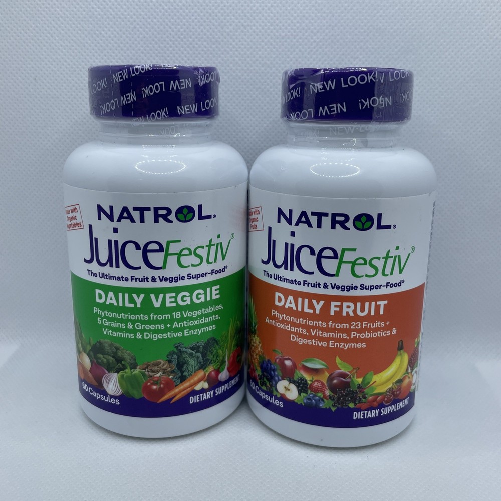 Natrol FruitFestiv VeggieFestiv Capsules 480 Count 2 Pack Supplement  