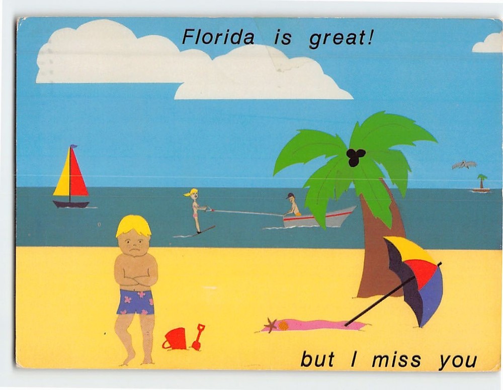 Postcard Florida is Great But I Miss You Beach Scene Art Print