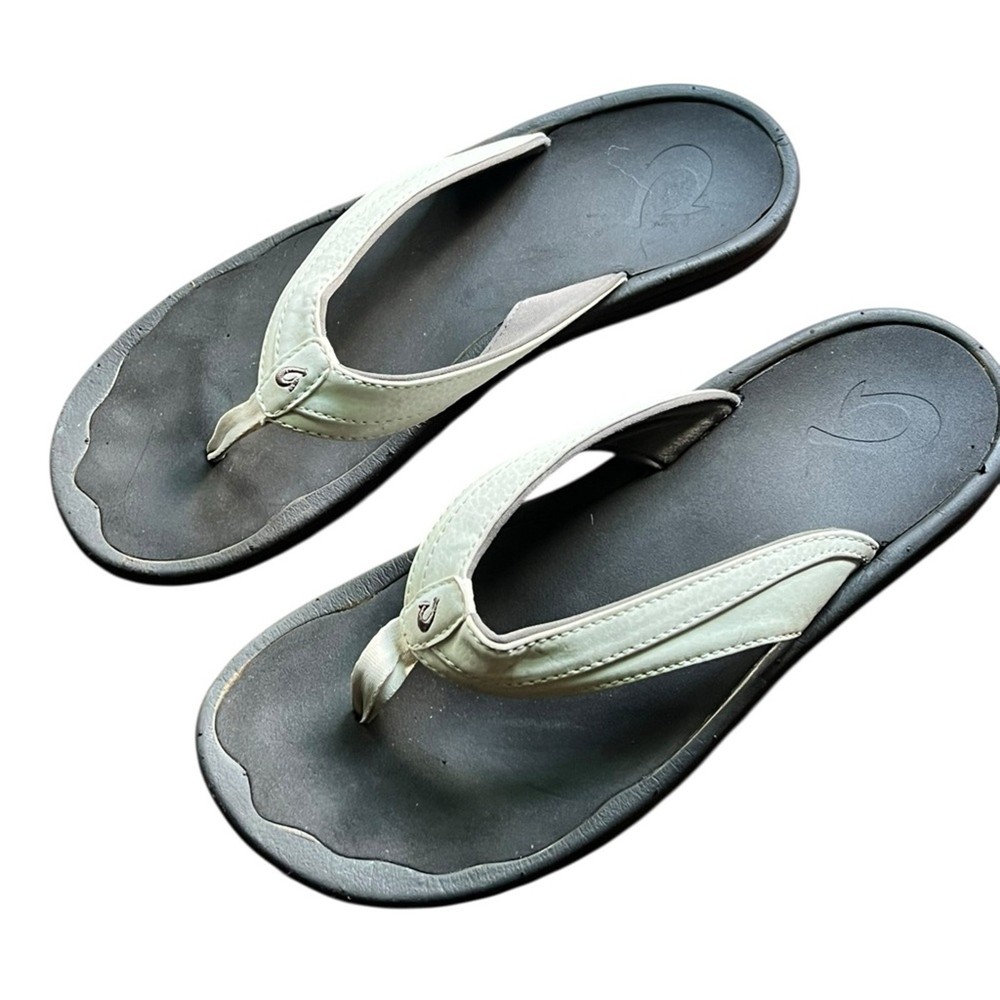 OLUKAI Ohana Womens Beach Sandals Water Resistant Flip Flops US 9 White