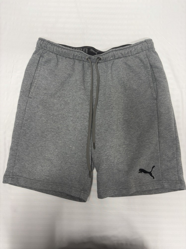 Puma Sweat Shorts Mens Large Gray Heather French Terry Drawstring Athletic