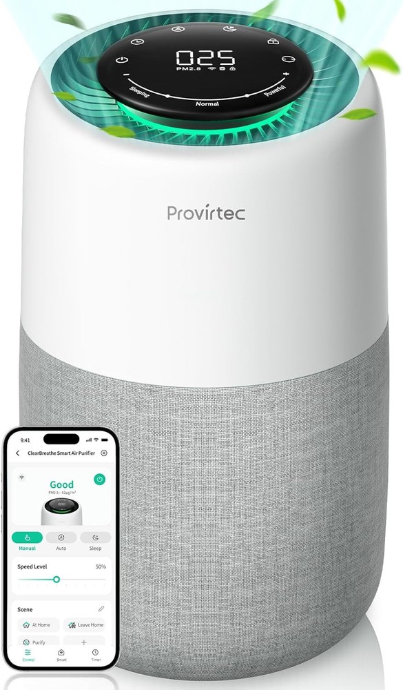 Air Purifier for Home Bedroom, HEPA with PM2.5 Quality White