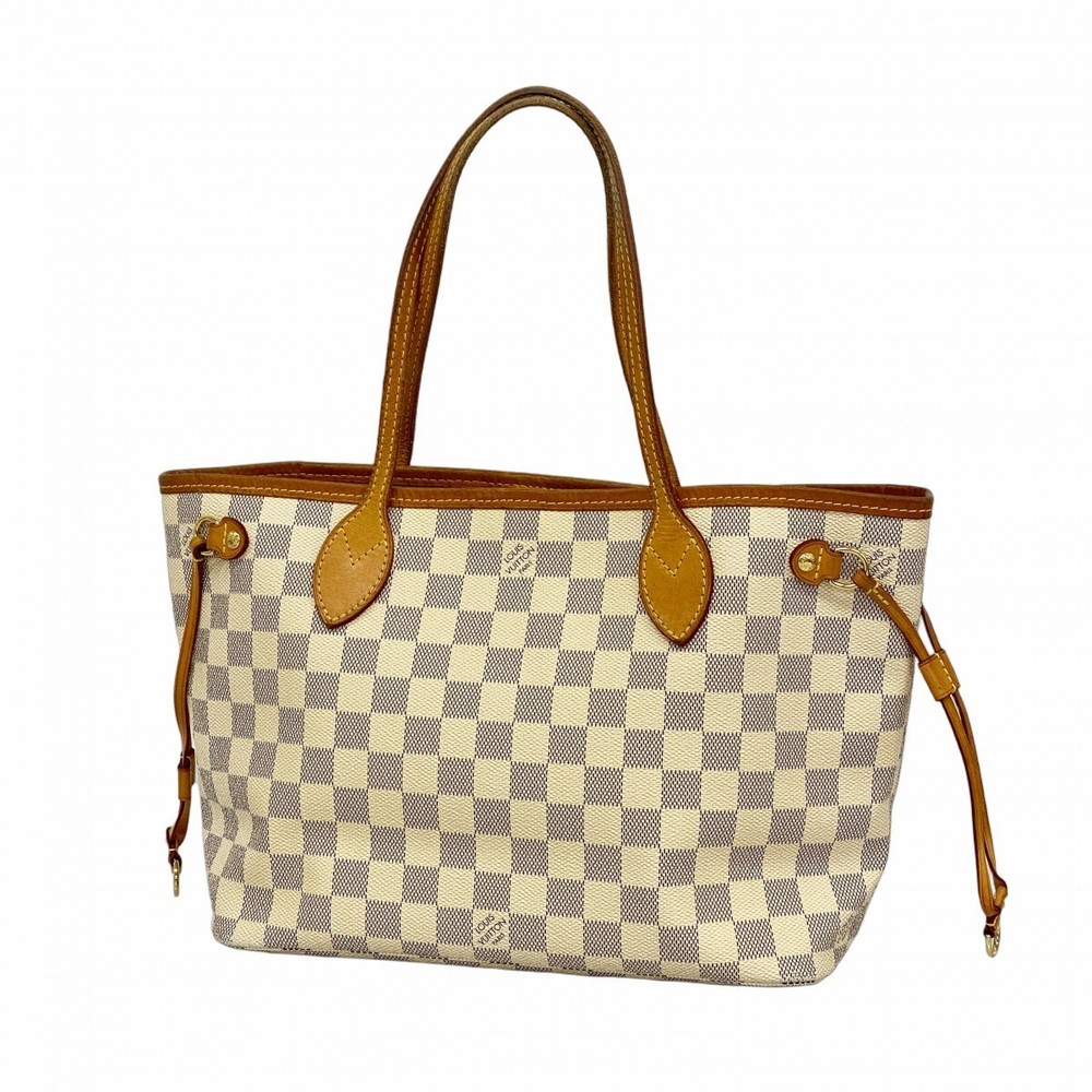 Louis Vuitton Damier Azur Neverfull PM Tote Bag N51110 in White