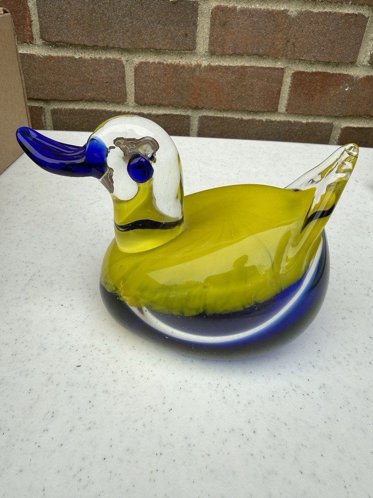 Vintage Murano Heavy Glass Duck Bird Figurine Sculpture 8