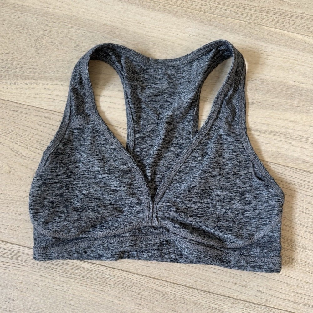 Beyond Yoga Spacedye Heathered Gray Racerback Sports Bra M Medium Support