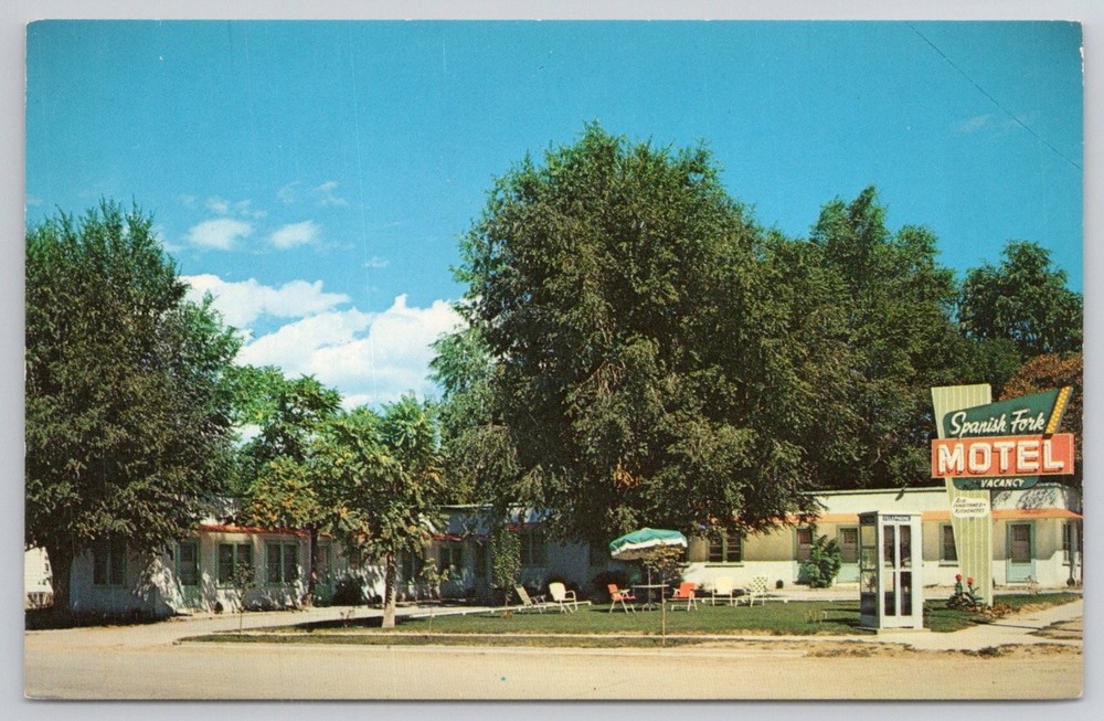 Spanish Fork Motel Utah Vintage Chrome Postcard - 1950s Roadside Americana