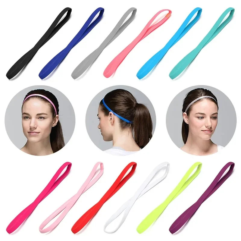 10PCS Thin Elastic Headband Gym Sport Anti-slip Head Wrap Yoga Hair Bands