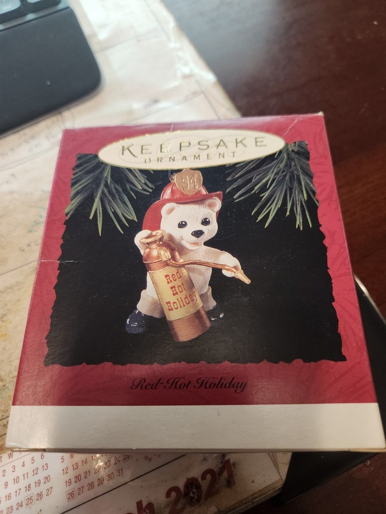 1994 Hallmark 記念品 オーナメント ポーラーベア 消防士 レッド ホット ホリデー