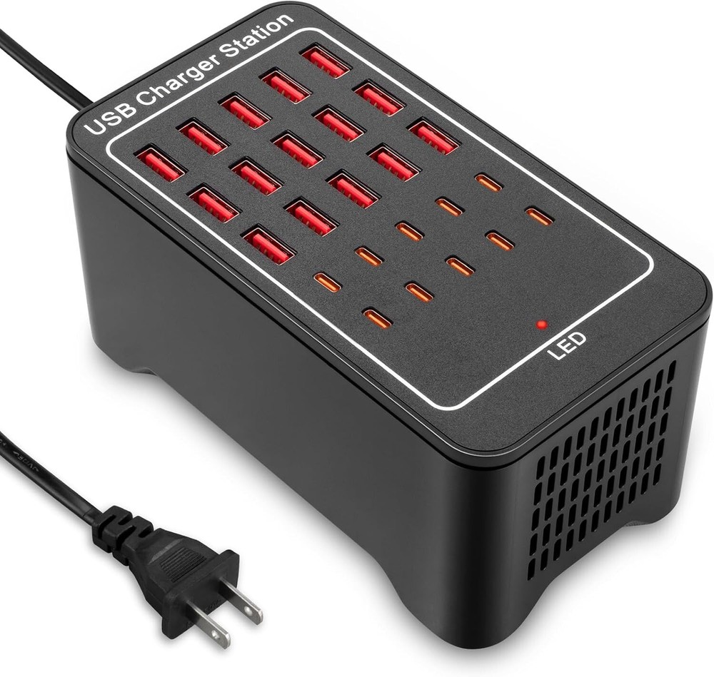 15 USB-A + 10 USB-C Multi-Port Charging Station for Home