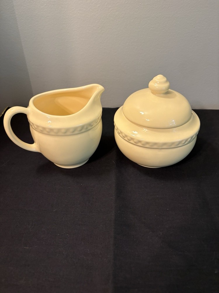 Gail Pittman Hospitality Collection Yellow Cream And Sugar Bowl