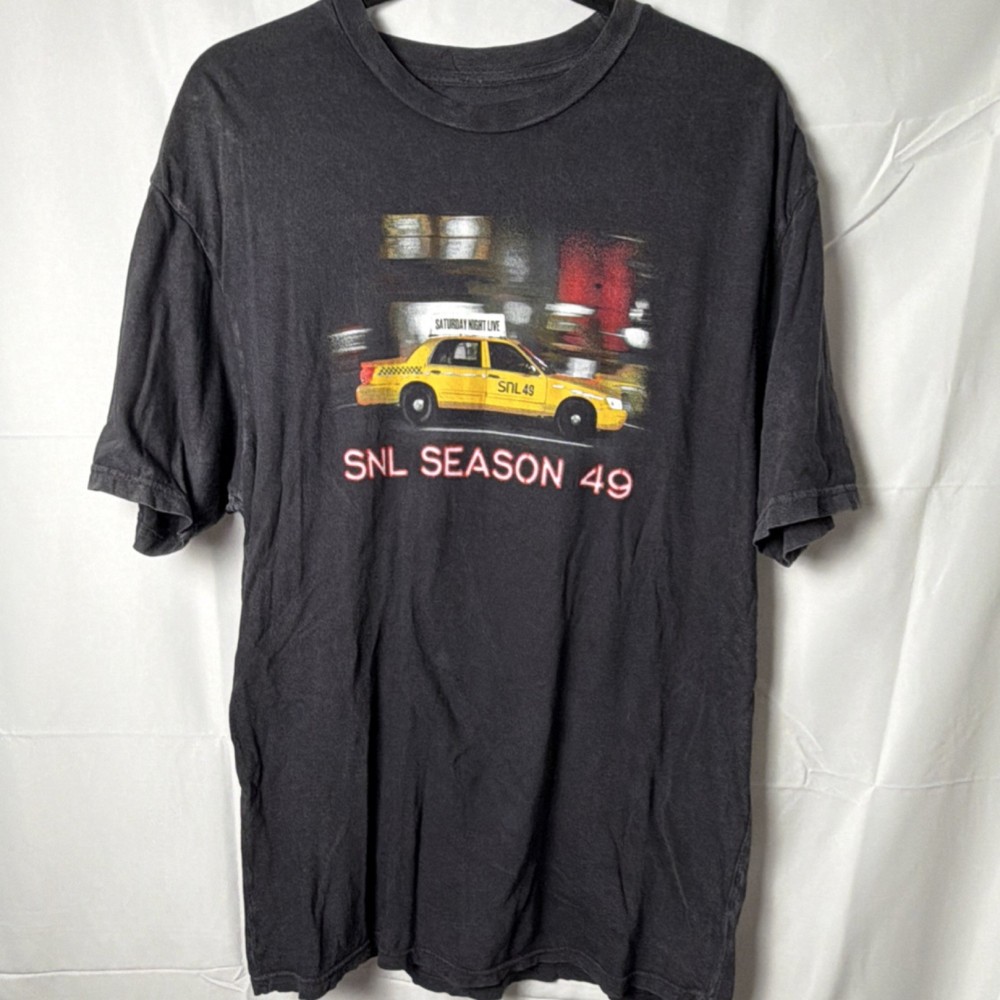 SNL Season 49 Graphic Black Cotton Men's Crew Neck T-Shirt Size L