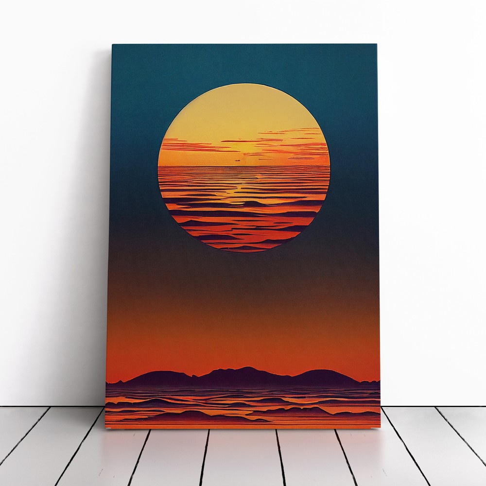 Mountain Sunset Abstract No.2 Canvas Wall Art Print Framed Picture Home Decor