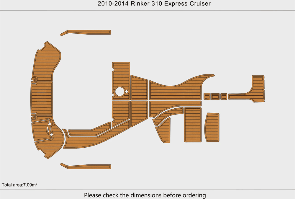 2014 Rinker 310 Express Cruiser Cockpit Swim platformEVA Pads Foam Teak flooring