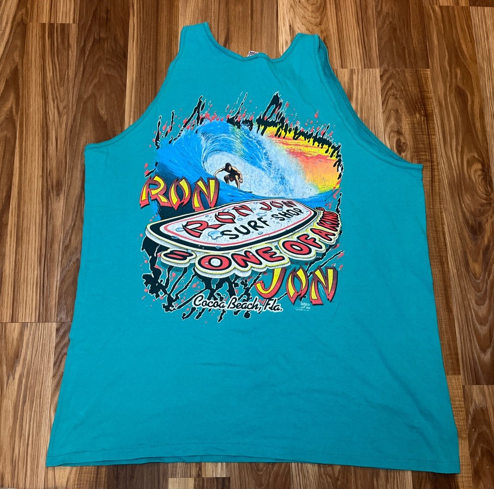 Vintage 90s Ron Jon Surf Shop Shirt Tank Top Cocoa Beach, FL Sz 2X Single Stitch