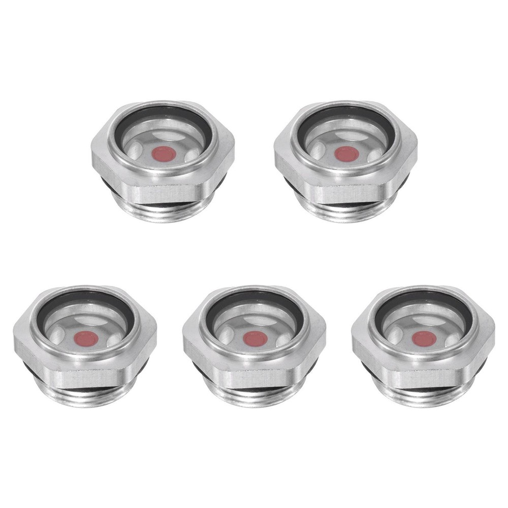 Air Compressor Oil Level Gauge Sight Glass G1 Male Thread Aluminum 5Pcs