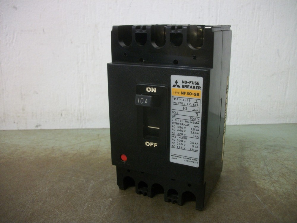 Mitsubishi No-Fuse Circuit Breaker Nf30-Sb-3P 10Amp 600Volt 3Pole