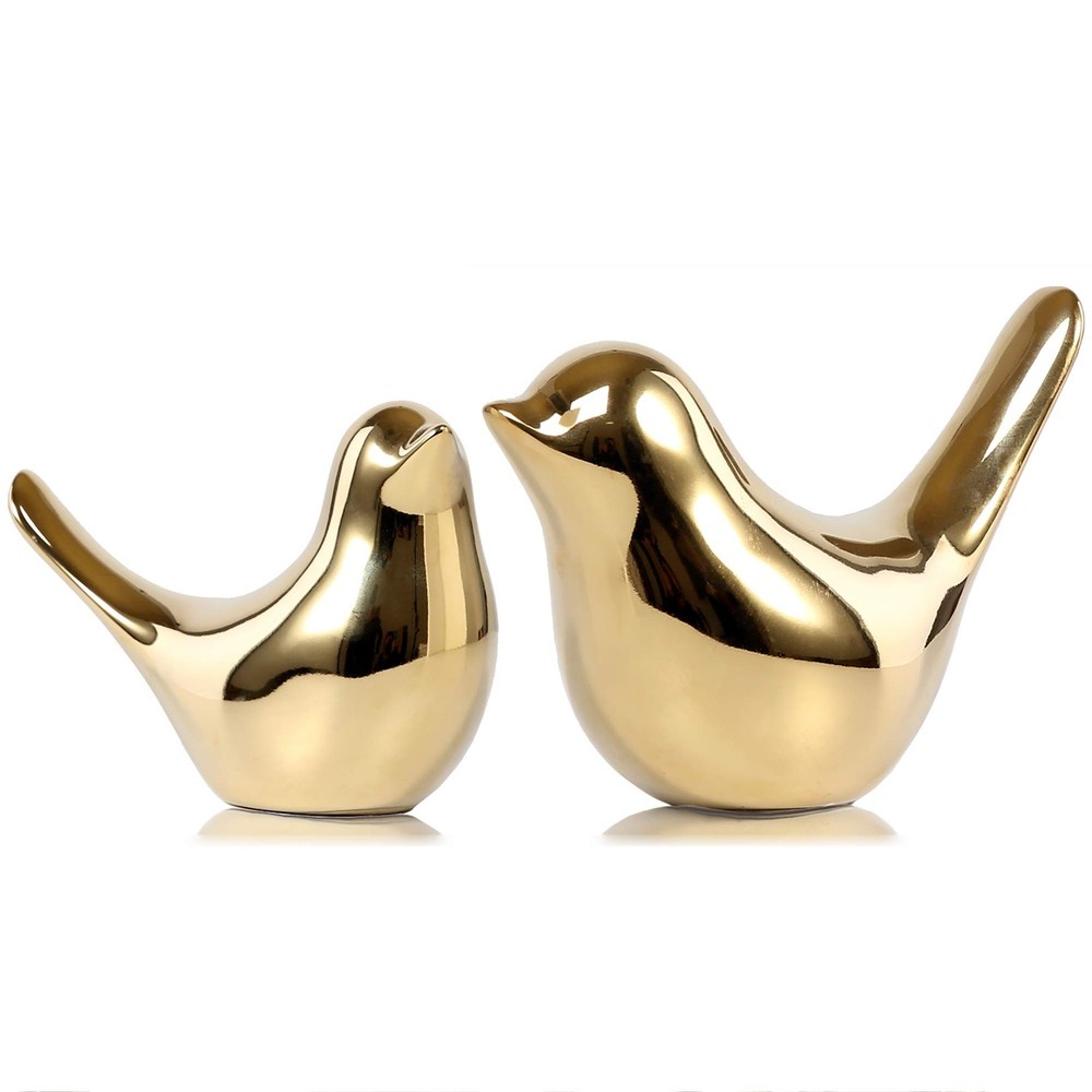 Gold Bird Statues Modern Home Decor Figurines for Living Room Office