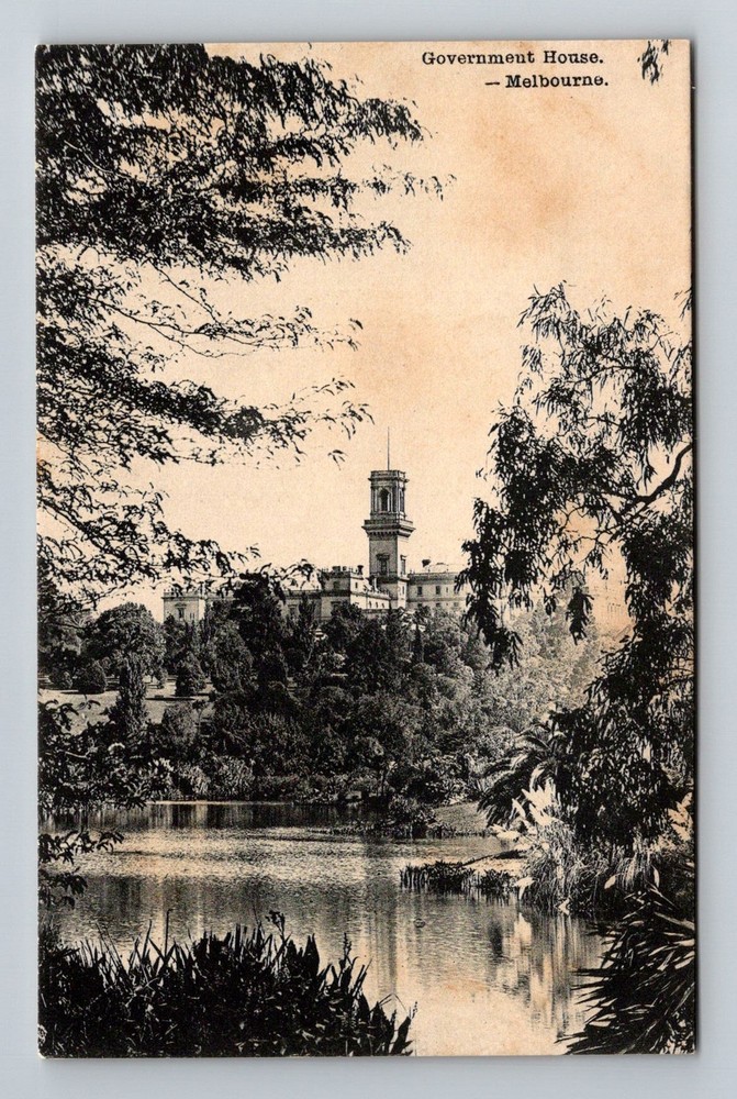 Australia- Melbourne Government House On The Lake Old Post Card Vintage Postcard