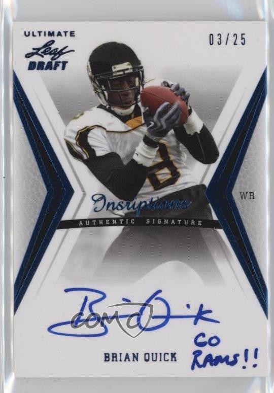 2012 Ultimate Leaf Draft Blue Inscriptions 3/25 Brian Quick Rookie Auto RC 1cx3Fulfilled by COMC - World’s largest consignment service