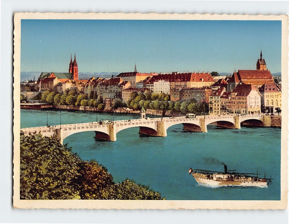 Postcard Mittlere Brücke Basel Switzerland