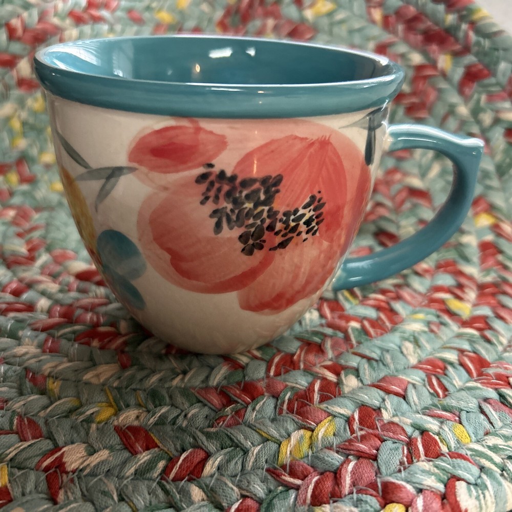 The Pioneer Woman Turquoise Vintage Bloom 16 Oz Coffee Mug
