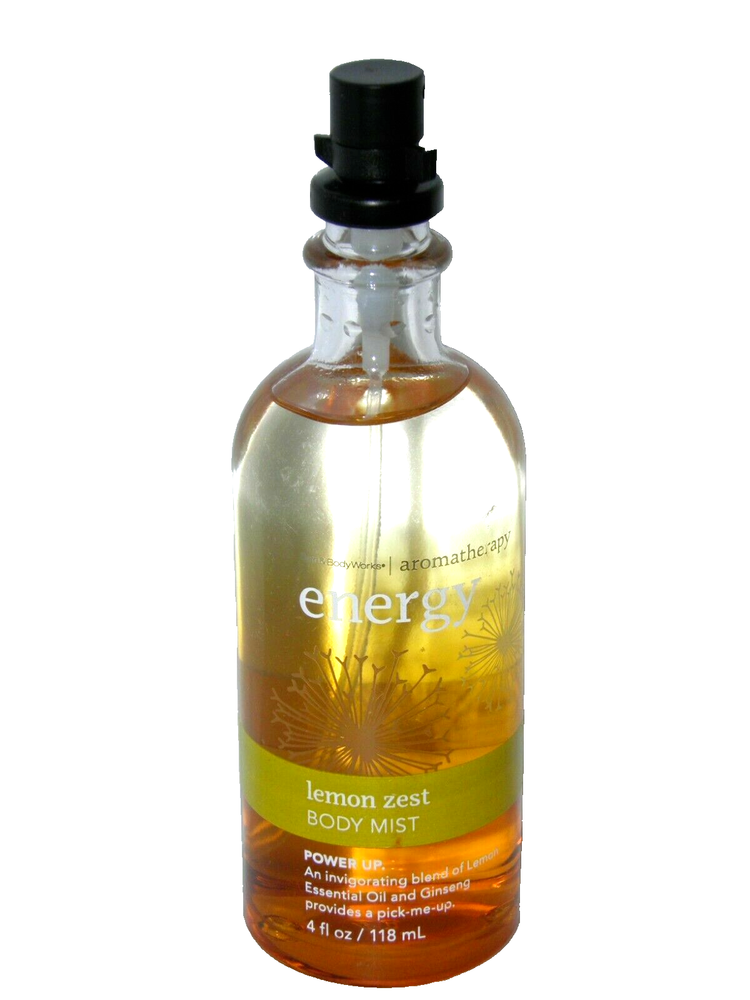 BATH & BODY WORKS LEMON ZEST BODY MIST AROMATHERAPY ENERGY GLASS